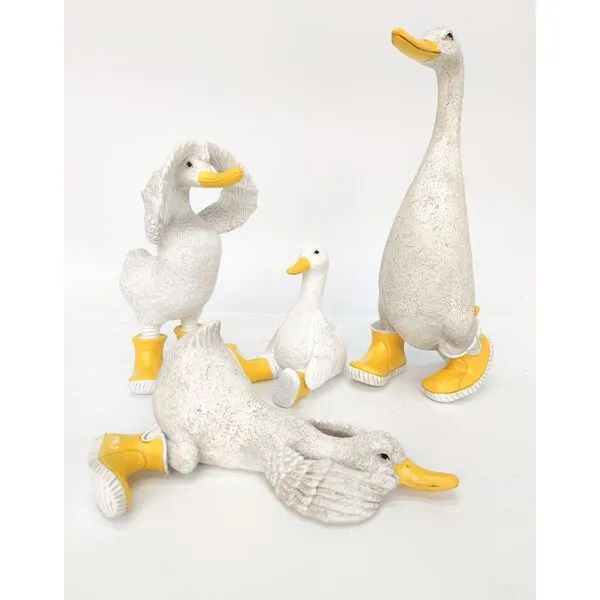 Sitting Duck in Boots Ornament Yellow 13cm