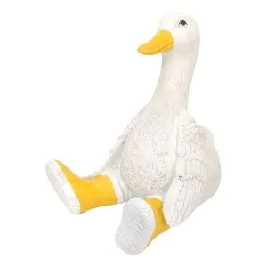 Sitting Duck in Boots Ornament Yellow 13cm