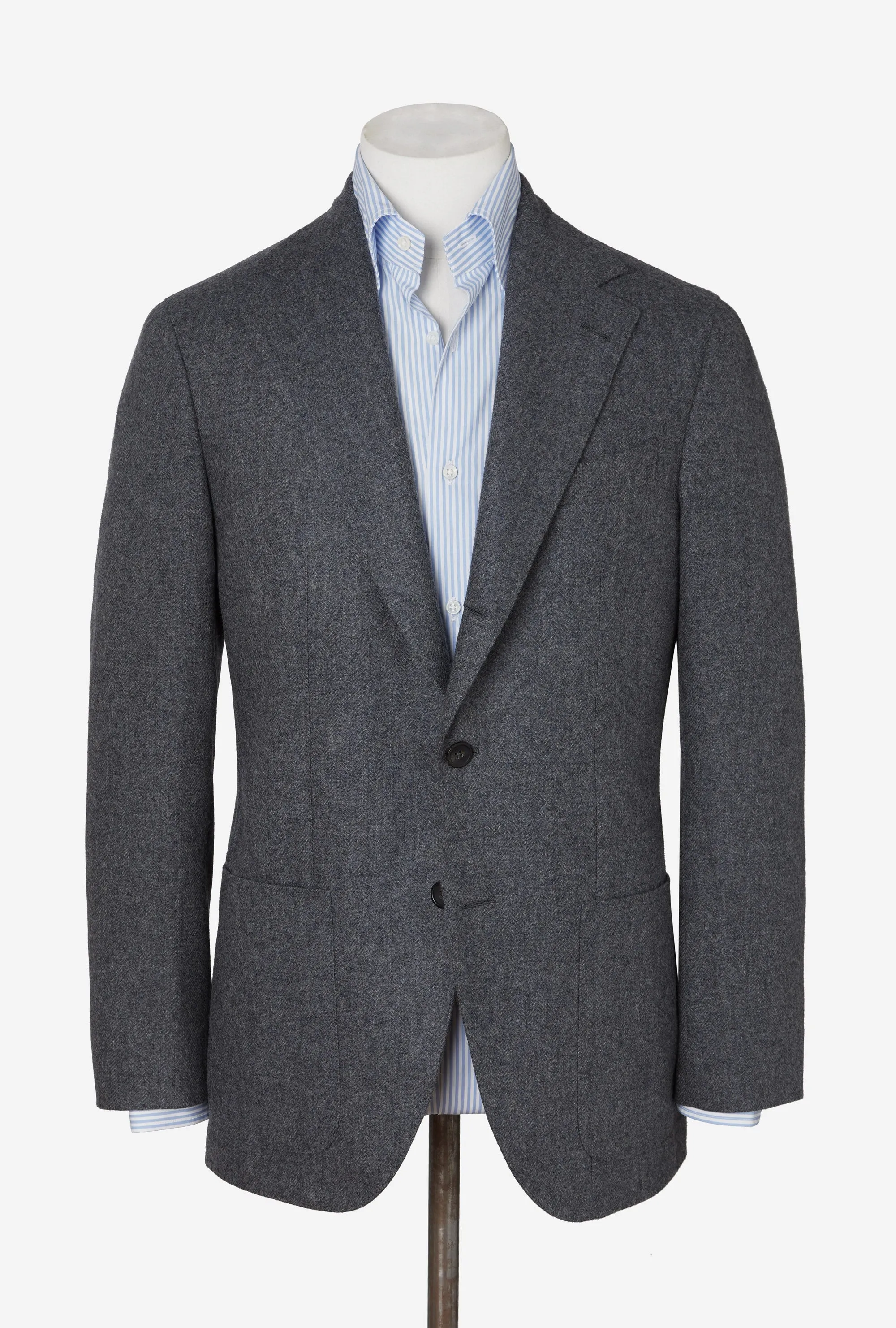 Sport Jacket Wool-Cashmere Herringbone Blue Melange