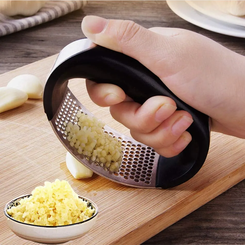 Stainless Steel Garlic Masher Garlic Press Household Manual Curve Fruit Vegetable Tools Kitchen Gadgets | Brodtica.com