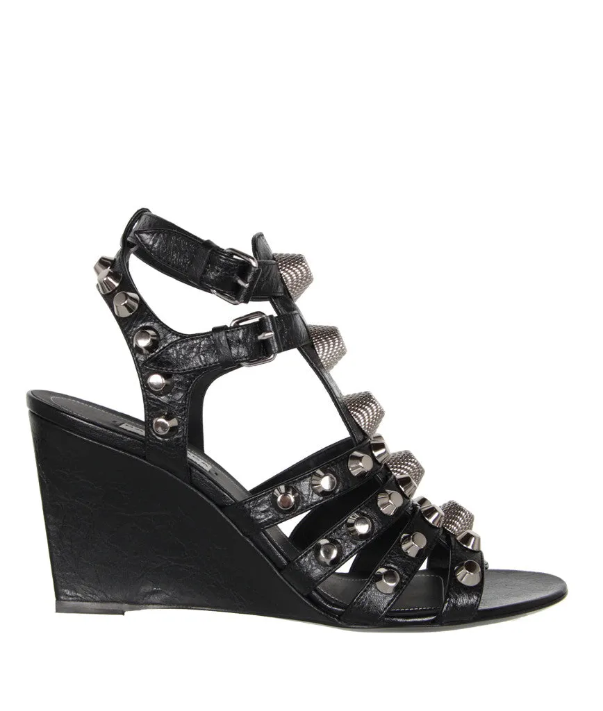 Studded Gladiator Wedge 80 G12, Black/Silver