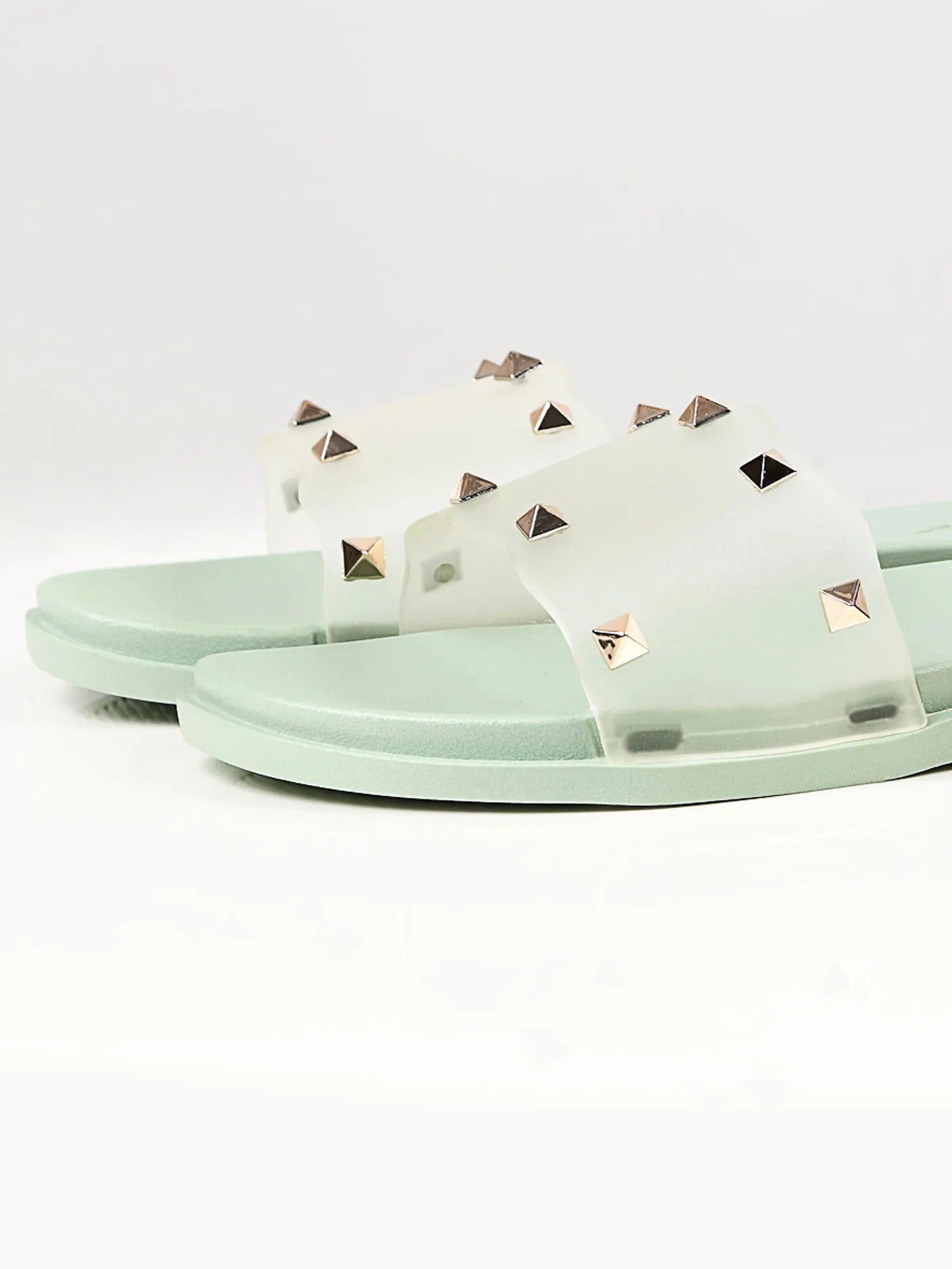 Studded Slide Slippers - Green