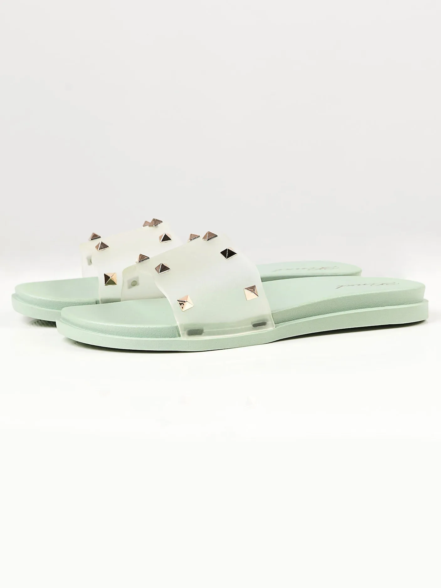 Studded Slide Slippers - Green