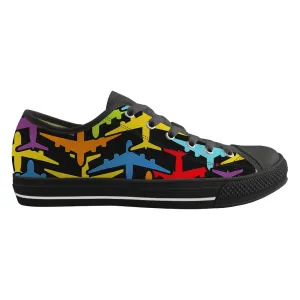 Super Colourful Airplanes Designed Canvas Shoes (Men)