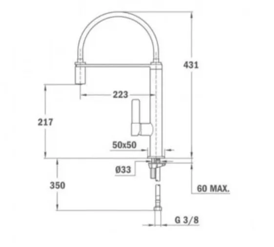 Teka FO 937 Semi-professional Kitchen Tap With Swivel and Flexible Spout