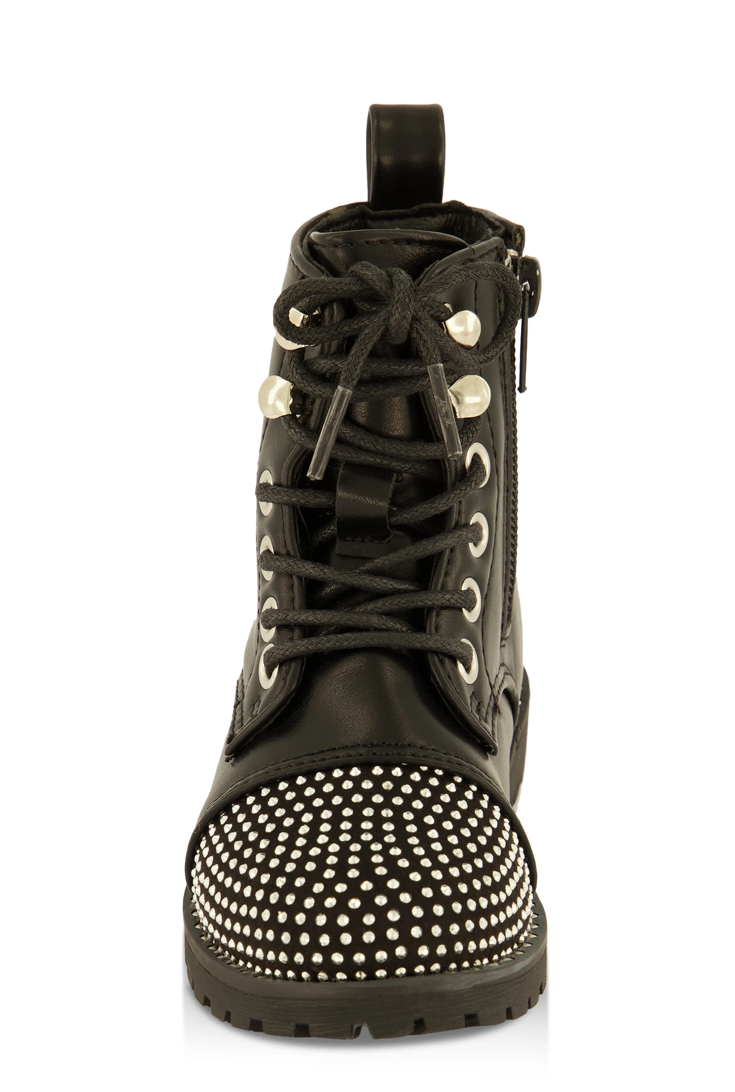 Toddler Girls Studded Trim Rhinestone Combat Boots