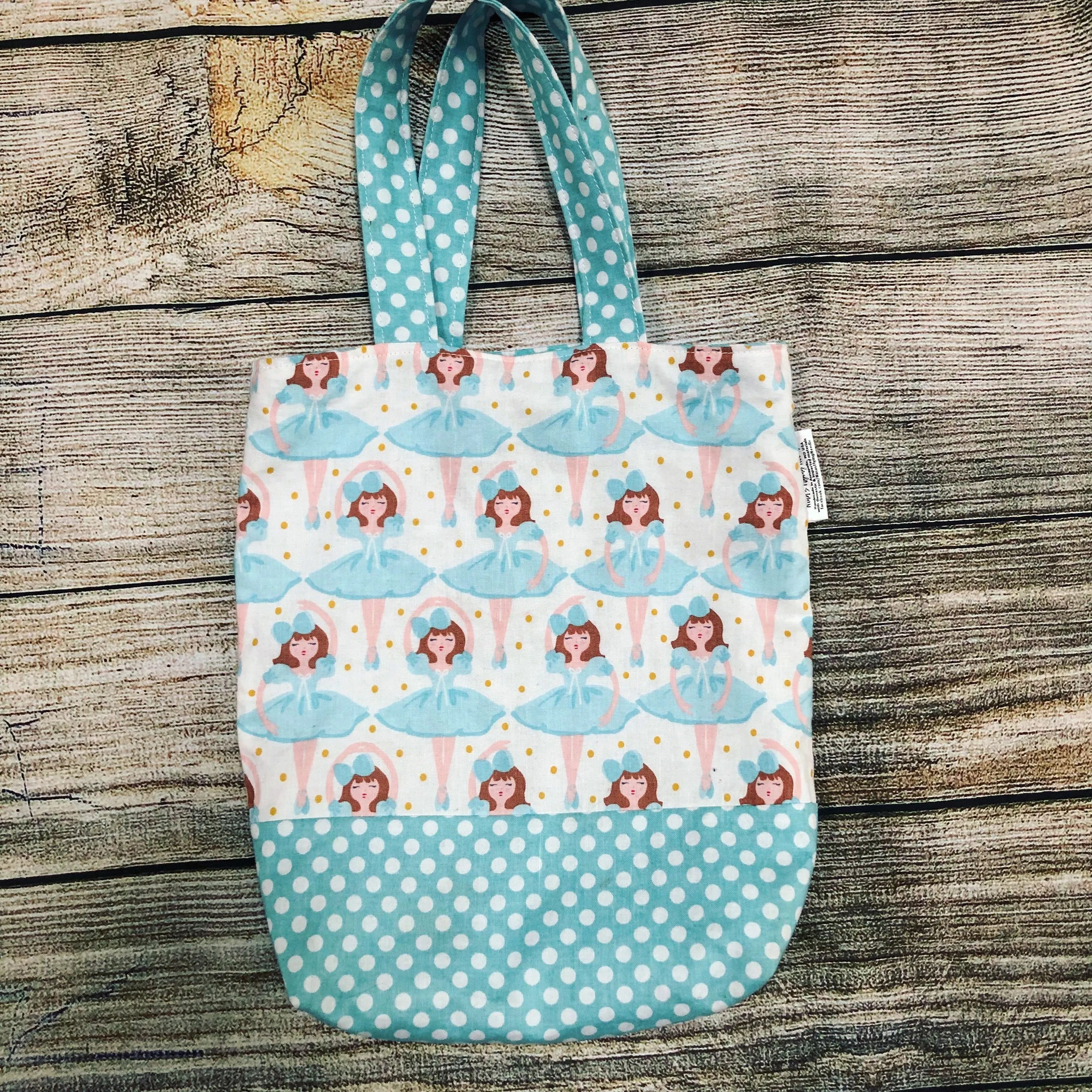 Toddler Sized Reversible Tote Ballerina Print