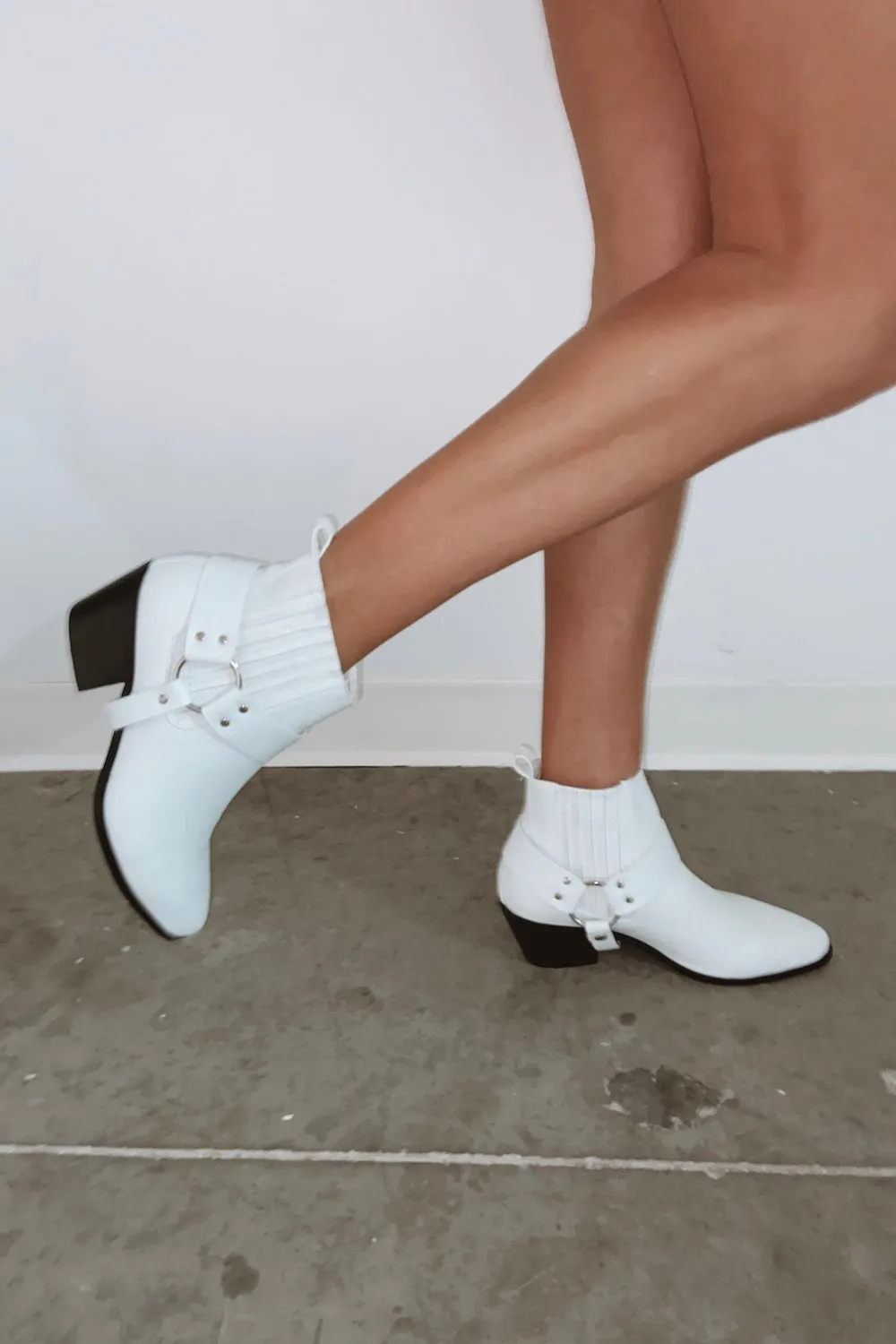 Udella Convertible Buckle Bootie In White