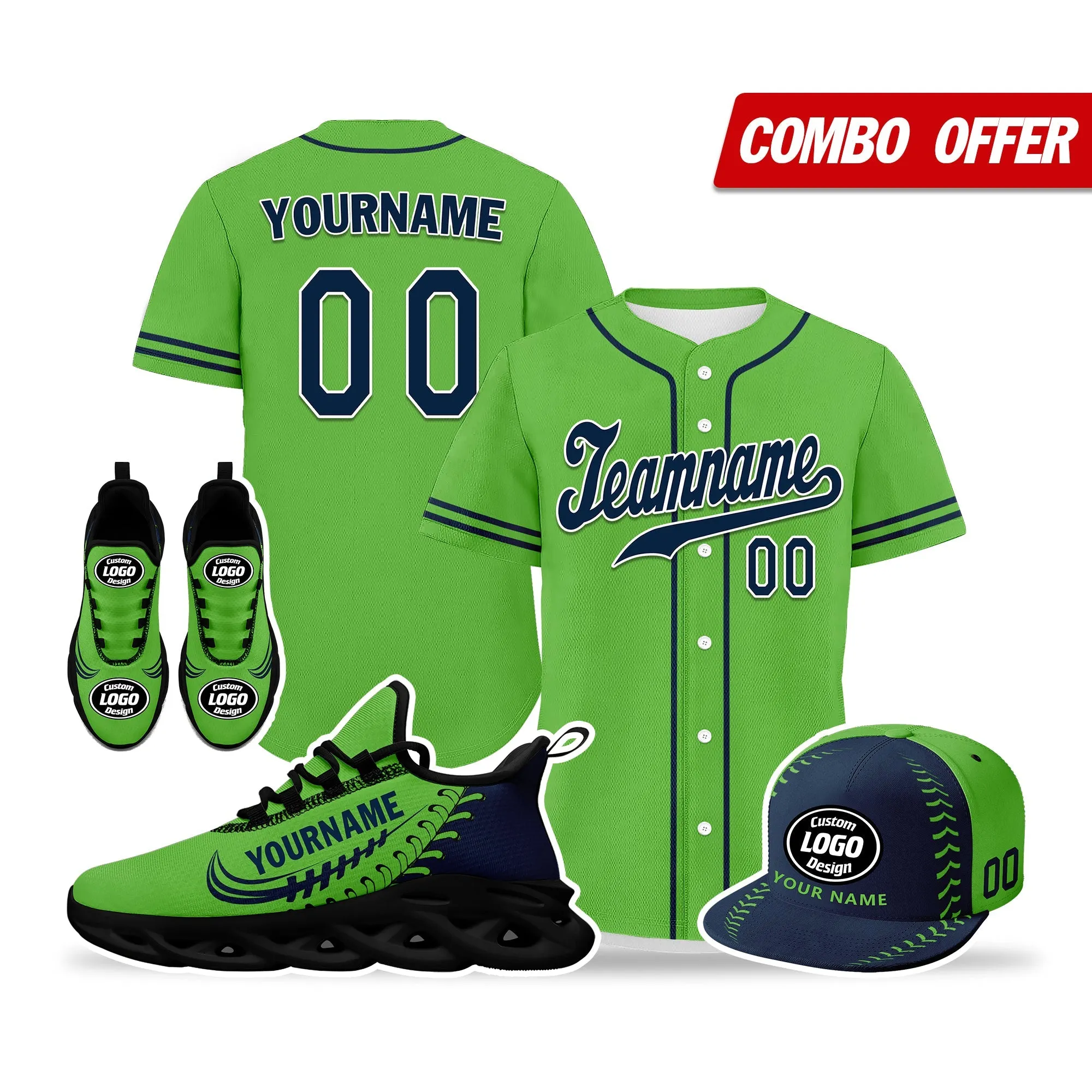 Unique Gift,Custom Green Jersey MaxSoul Shoes and Hat Combo Offer Personalized ZH-bd0b00e0-ae