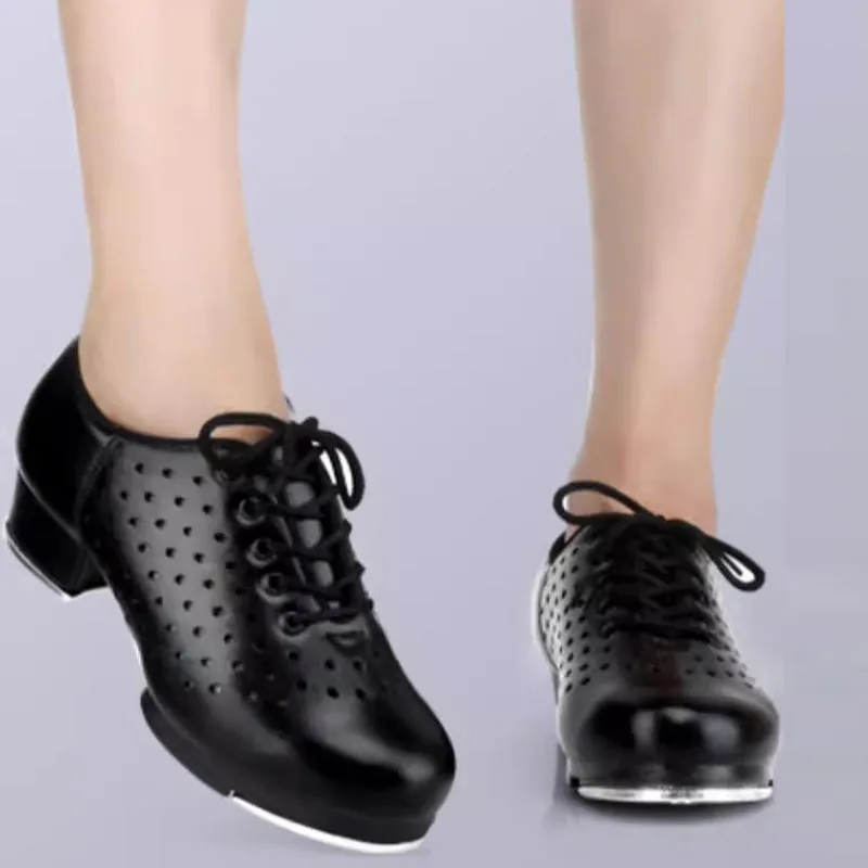 Unisex Leatherette 3.5cm Heel Tap Shoes With Lace-up Dance Shoes