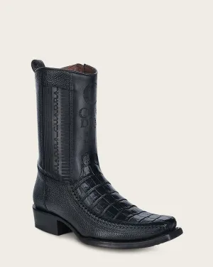 Western black exotic boot