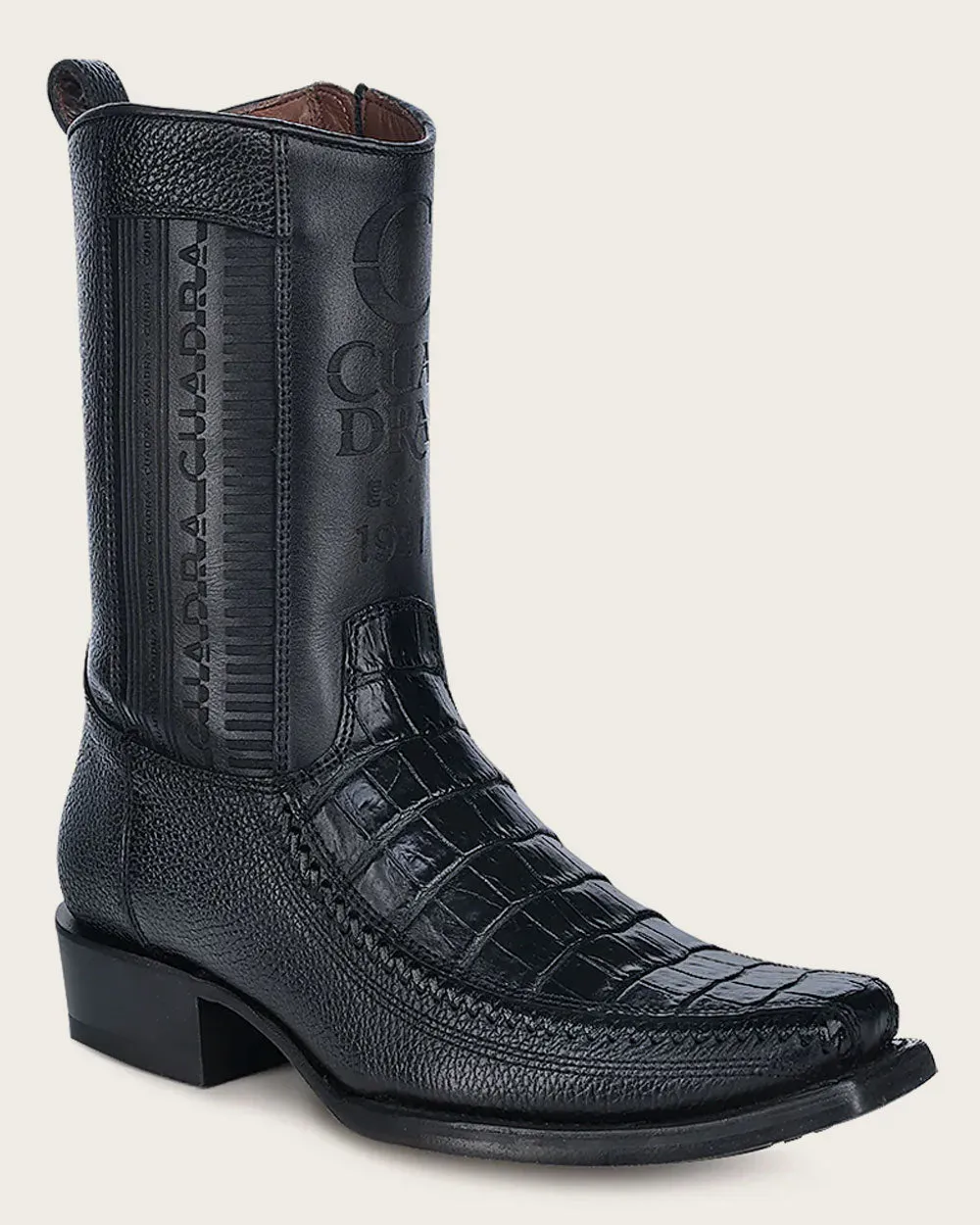 Western black exotic boot