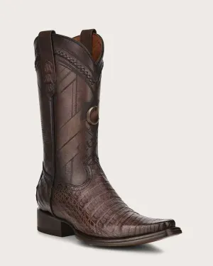 Western dark brown exotic boot