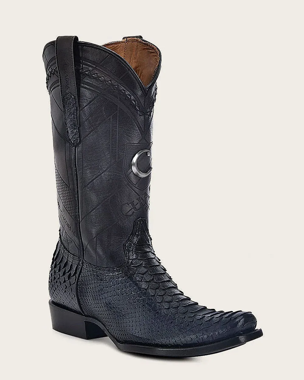 Western traditional blue exotic boot