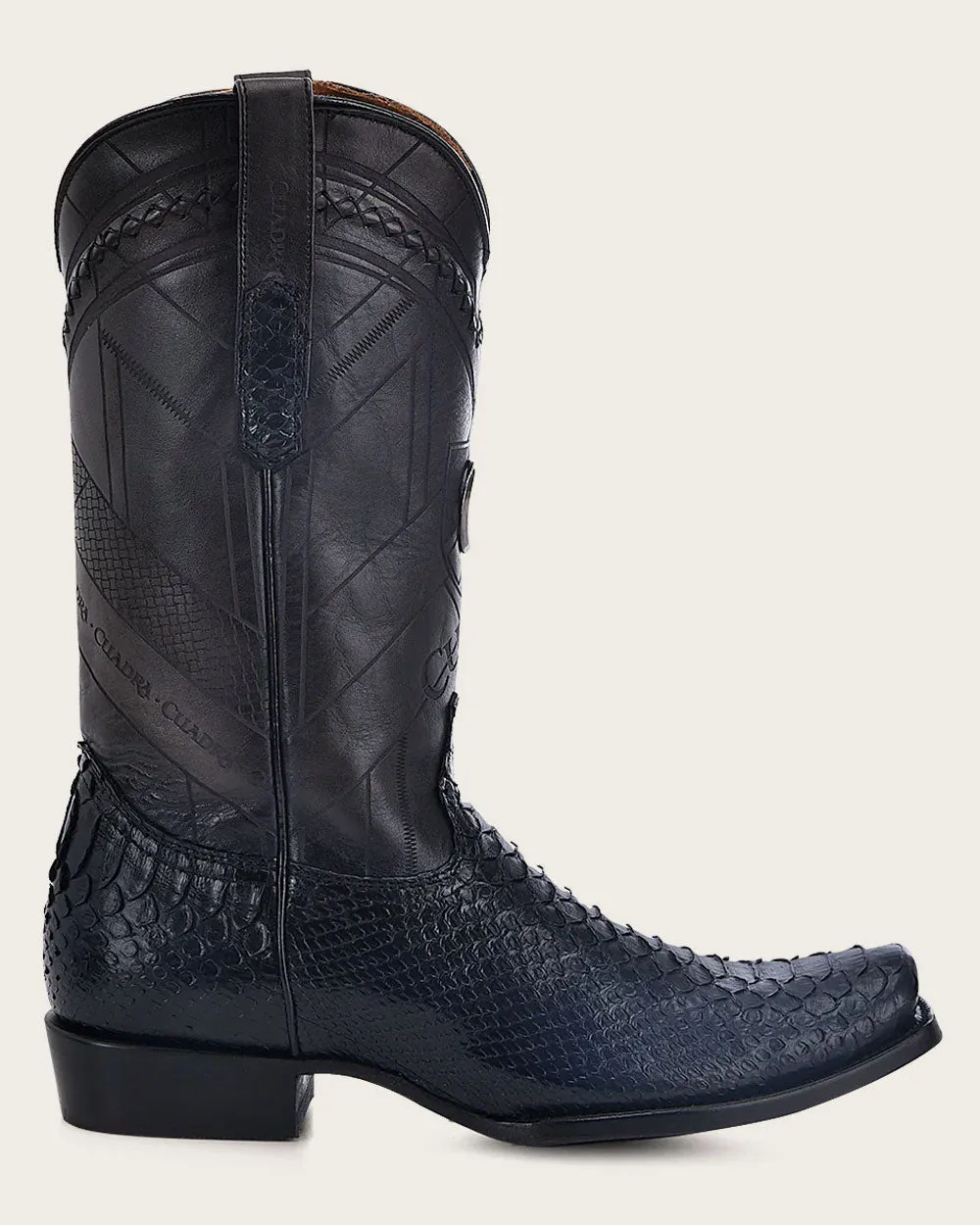 Western traditional blue exotic boot