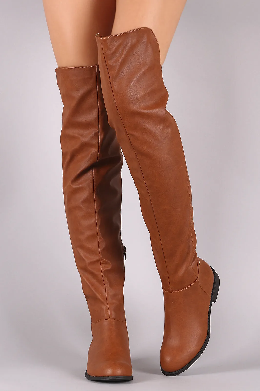 Wild Diva Lounge Studded High-Low Over-The-Knee Riding Boots