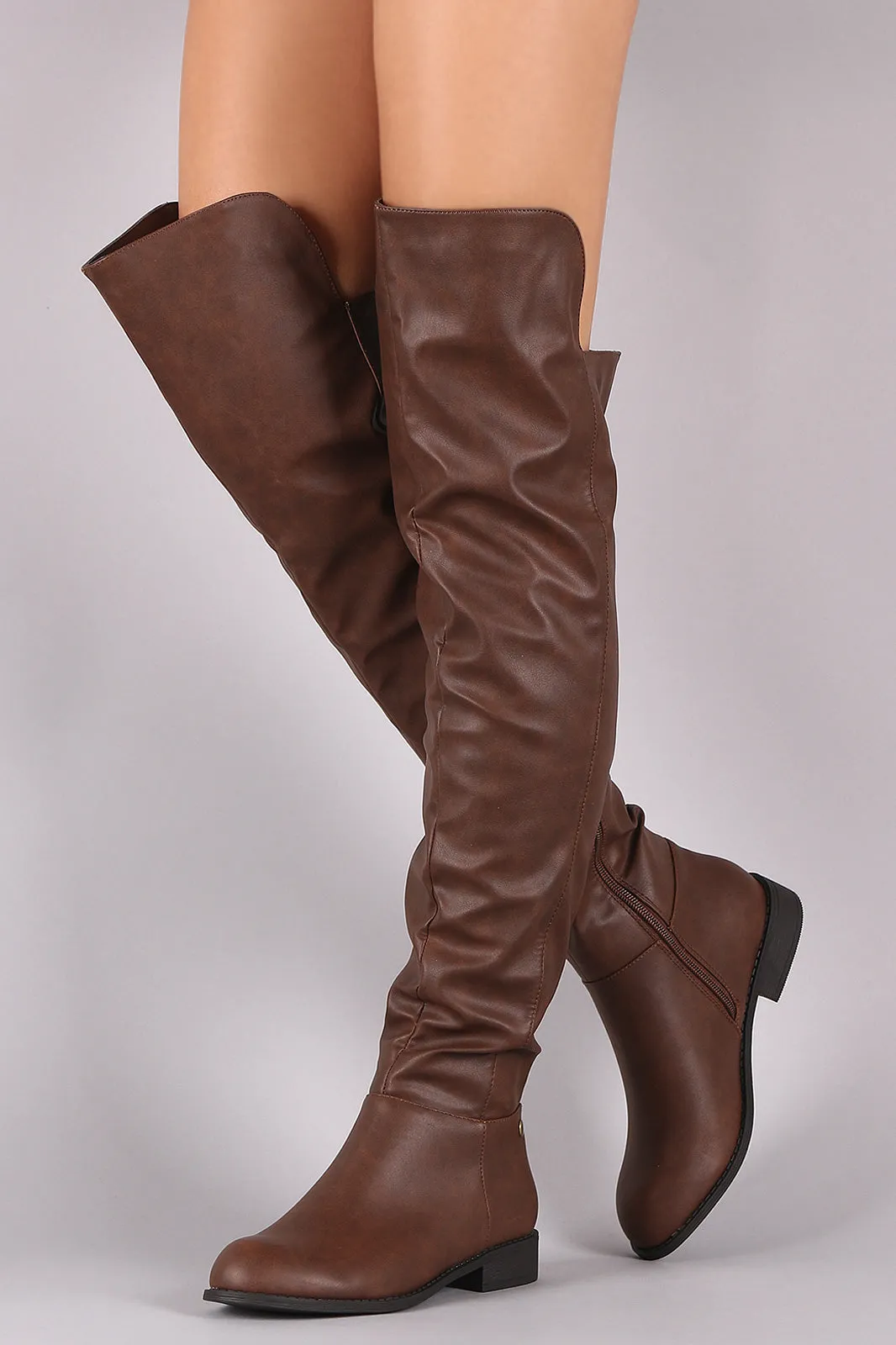 Wild Diva Lounge Studded High-Low Over-The-Knee Riding Boots