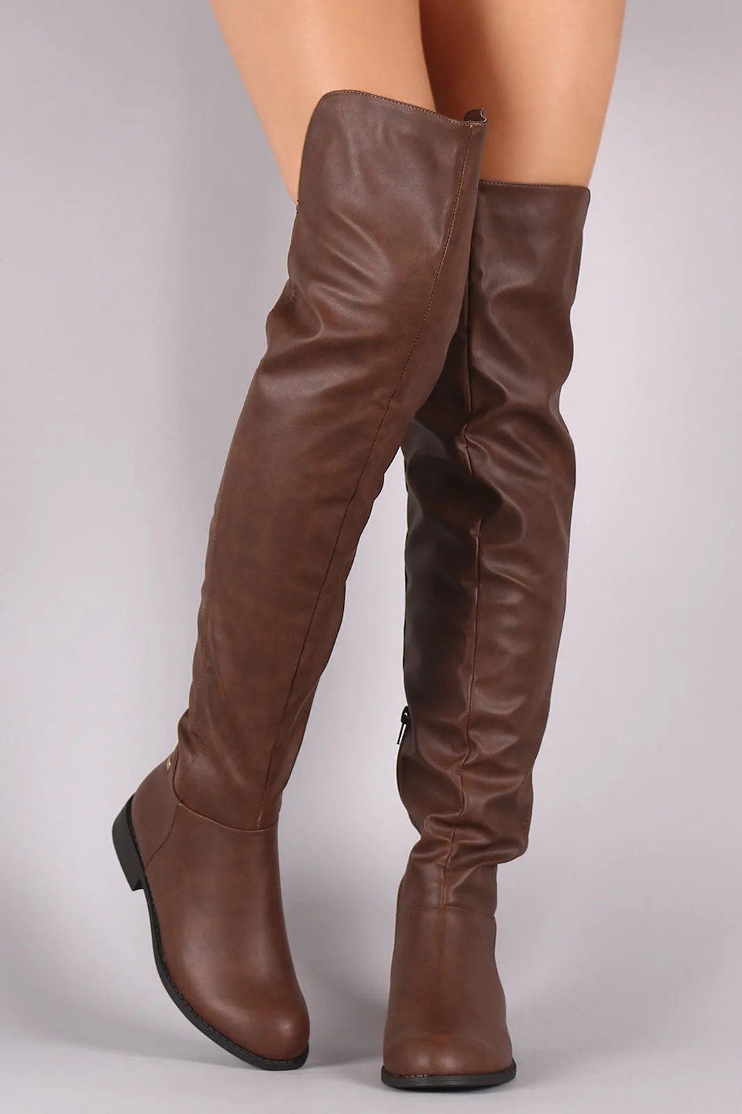 Wild Diva Lounge Studded High-Low Over-The-Knee Riding Boots