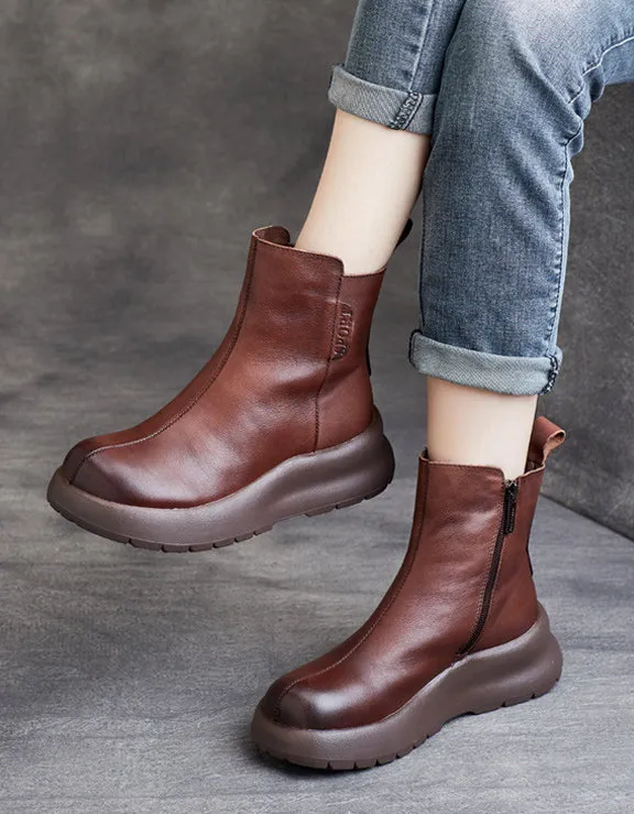 Winter Autumn Comfort Platform Wide Toe Box Boots