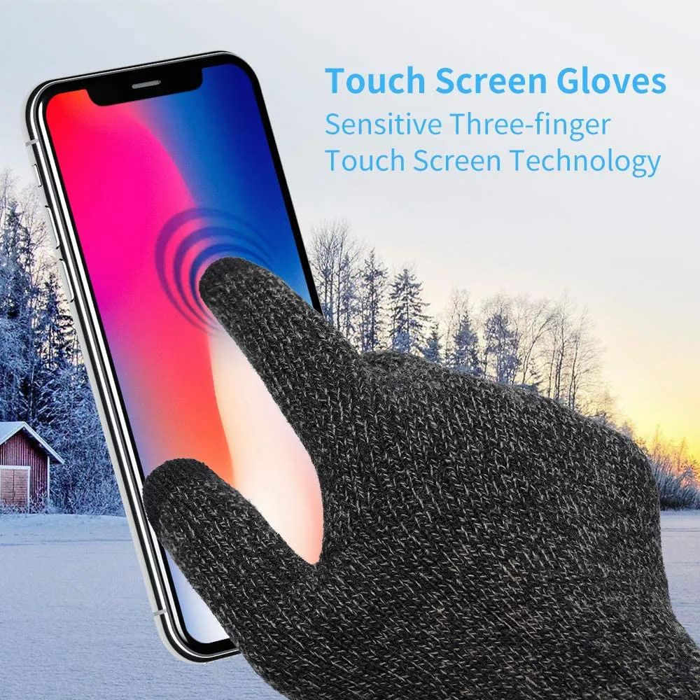 Winter Gloves for Men Women Touchscreen Gloves Anti-Slip Warm Gloves Soft Lining Knit Gloves for Phone Running