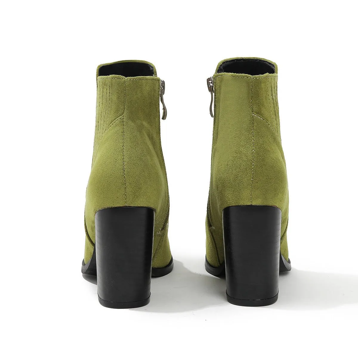 Women's Classic Ankle Boots | Blue Brown Olive Green PU Leather Booties | Essential Fall Winter Footwear