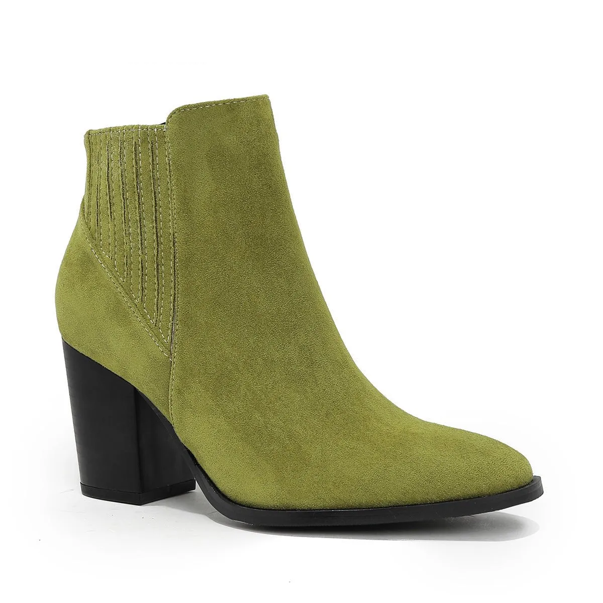 Women's Classic Ankle Boots | Blue Brown Olive Green PU Leather Booties | Essential Fall Winter Footwear