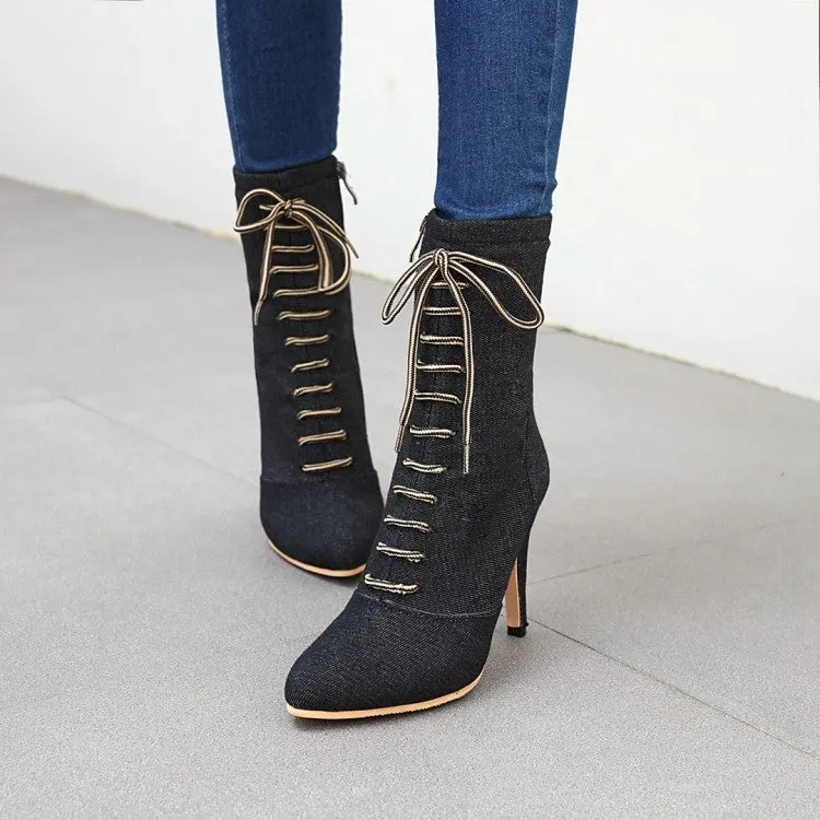 Women's Denim High Heels Short Boots