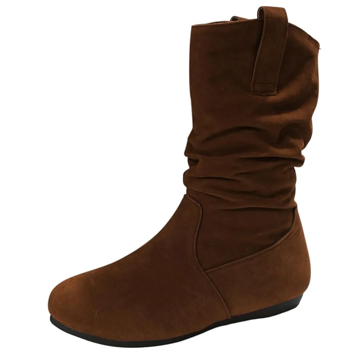 Women's flat slouchy mid calf boots