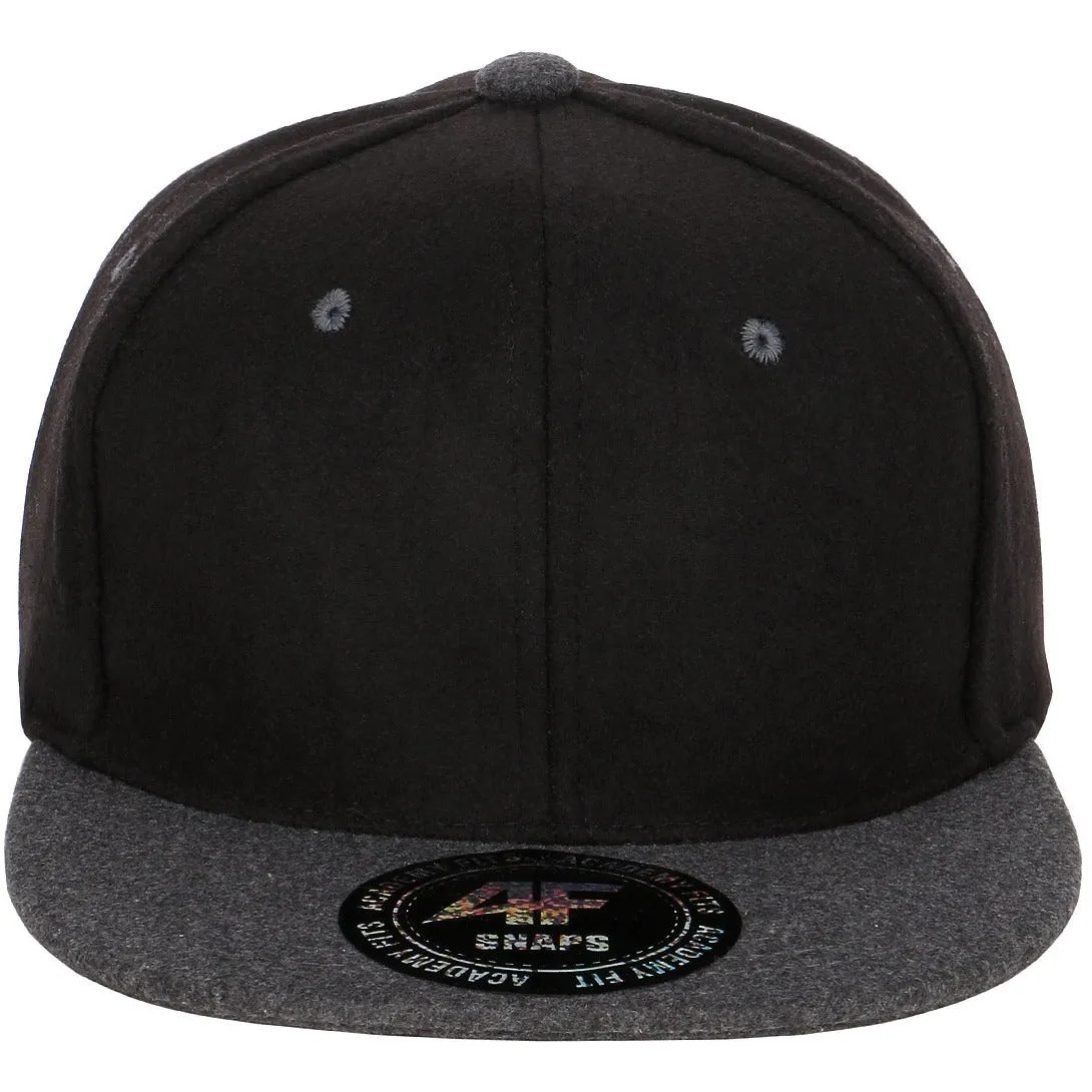 Wool Blend Flat Bill with Adjustable Leather Strapback