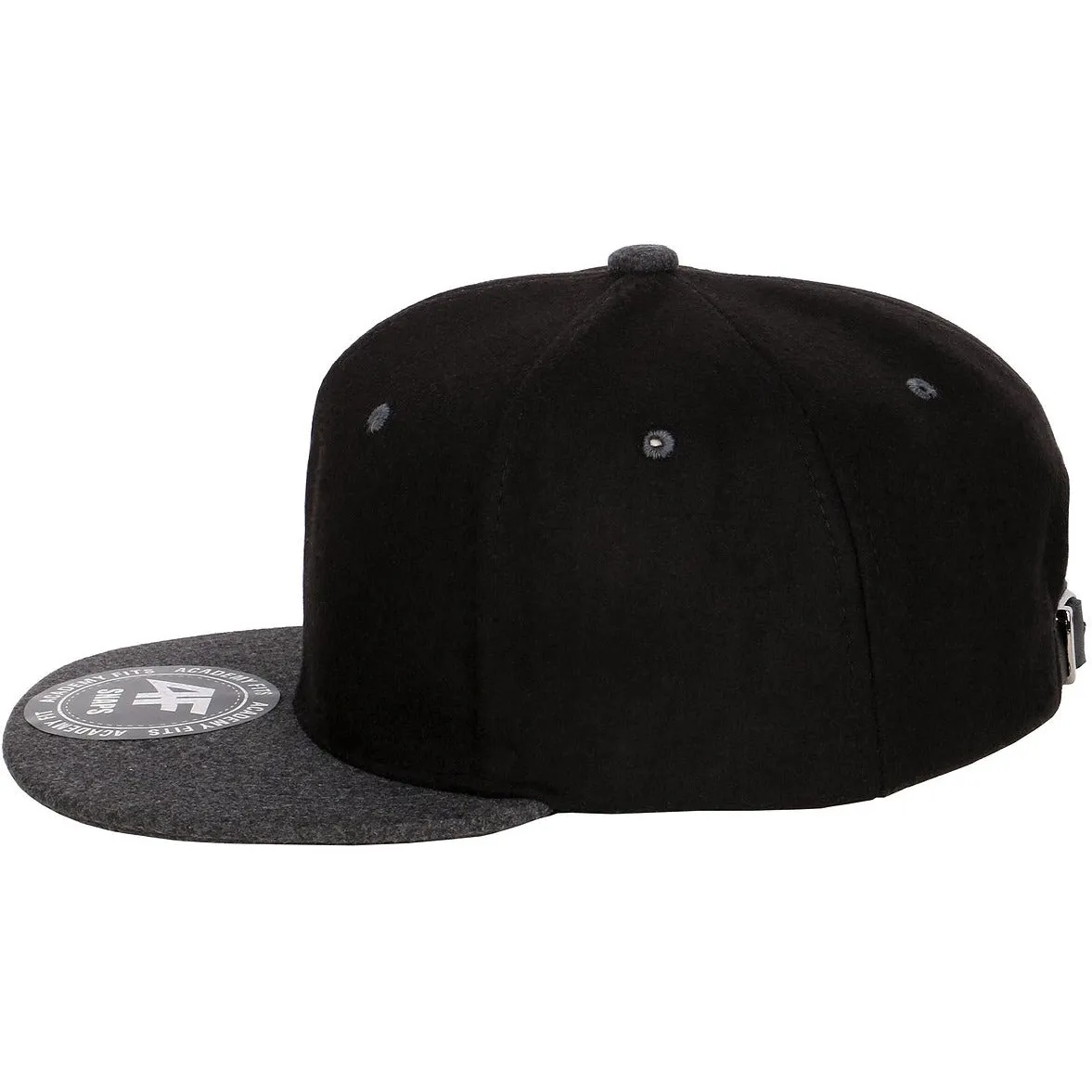 Wool Blend Flat Bill with Adjustable Leather Strapback