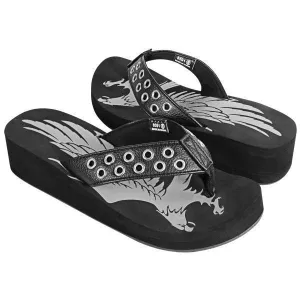 Xelement LU8591 Women's Black Studded Eagle Sandals