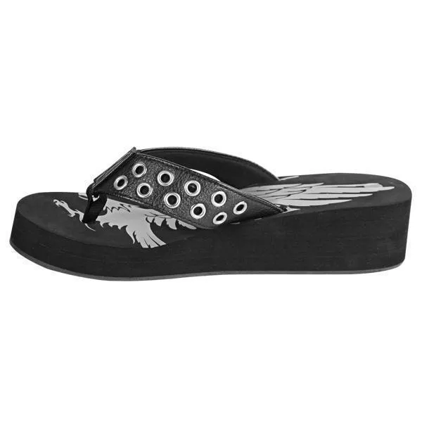 Xelement LU8591 Women's Black Studded Eagle Sandals